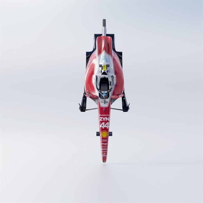 Front view of a 3D-printed Formula 1 car wall piece.